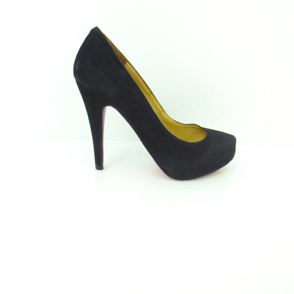 Christian Louboutin Women's Heels Black Suede Pumps Size EU 37 [C96]